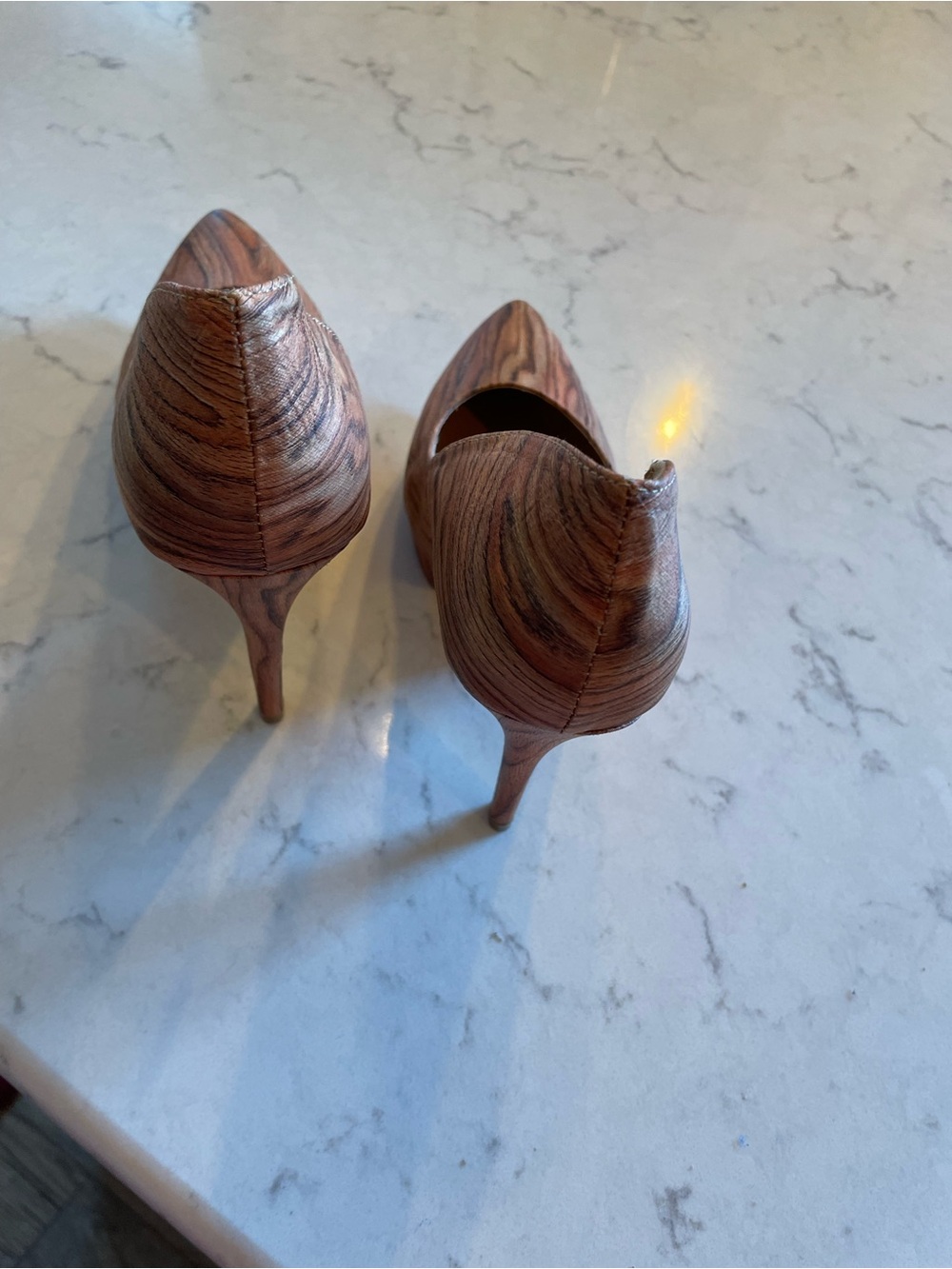 Wood Grain Decorative Stiletto Heels Accent Pair - Brown Item # 11725